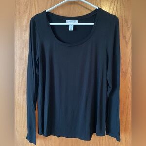 White House Black Market Black Scoop Neck Shirt Sz Medium
